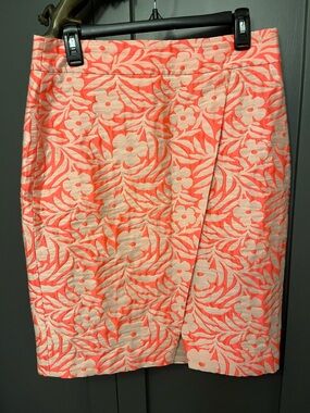 Coral Floral Jacquard Pencil Skirt J. Crew size 10